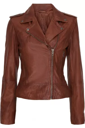 Notyz Jakke, Dame, Brun, S, Uld, Bikerjakke