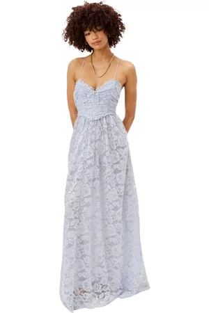 For Love & Lemons Kjole, Dame, Blå, M, Maxi kjole