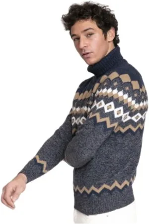 Gran Sasso Strik, Herre, Blå, XL, Uld, bluse