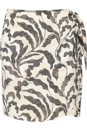Soaked in Luxury Kvinder Mønstrede nederdele - Slshirley Printed Wrap Skirt Nederdele 30406721 Sandshell Dot Leaves Print