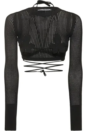 ANDREA ADAMO Top, Dame, Sort, S, Uld, Long Sleeve Tops