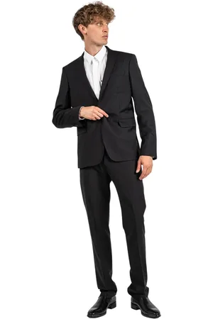 Les Hommes Jakkesæt, Herre, Sort, L, Uld, Single Breasted Suits