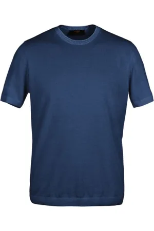 MOORER Top, Herre, Blå, M, Bomuld, Knitwear