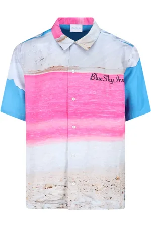 BLUE SKY INN Skjorte, Herre, Flerfarvet, L, Uld, Short Sleeve Bluser