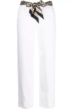 Elisabetta Franchi Jeans, Dame, Hvid, W31, Bomuld, Hvide Cropped Straight Jeans