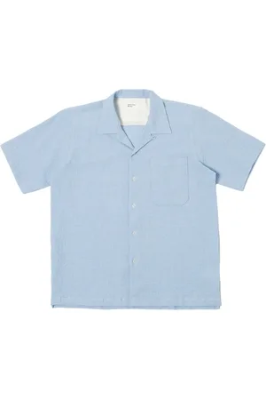 Universal Works Skjorte, Herre, Blå, M, Bomuld, Short Sleeve Bluser