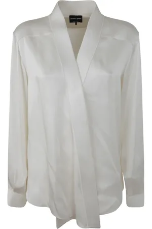 Giorgio Armani Bluser & Skjorter, Dame, Hvid, S, Satin, Bluser