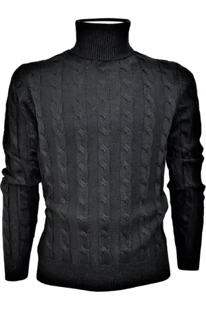 CASHMERE COMPANY Strik, Herre, Sort, 3XL, Uld, Turtleneck -sweater