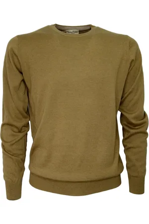 CASHMERE COMPANY Sweathshirts & Hoodies, Herre, Gul, 4XL, Uld, Beige Crew Neck Sweater 1535
