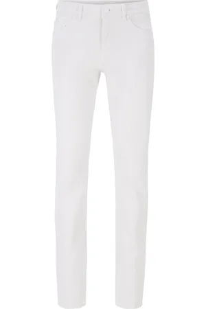 HUGO BOSS Jeans, Herre, Hvid, W32 L34, Uld, Slim-fit jeans
