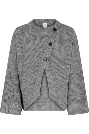 Skovhuus Strik, Dame, Grå, XL, Uld, Oversize Assymetric Cardigan