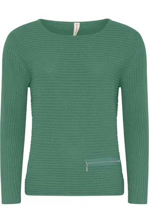 Skovhuus Strik, Dame, Grøn, XL, Bomuld, 5353 Jumper W. Zipper Effect Bluser 5353 Cedar Gree