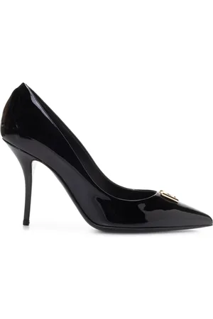 Dolce & Gabbana Sko, Dame, Sort, 40 EU, Læder, Patentlæderpumper med DG-logo