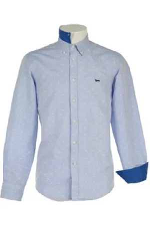 HARMONT&BLAINE Skjorte, Herre, Blå, 4XL, Uld, Afslappet skjorte