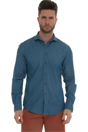 HARMONT&BLAINE Skjorte, Herre, Blå, 2XL, Bomuld, Afslappet skjorte