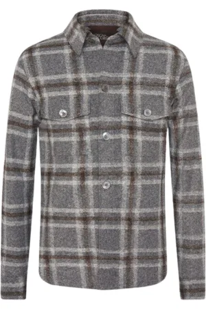 Oscar Jacobson Skjorte, Herre, Grå, 2XL, Uld, OverSkjorte