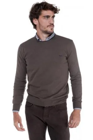HARMONT&BLAINE Strik, Herre, Brun, XL, Uld, Rundhalsstrikketøj