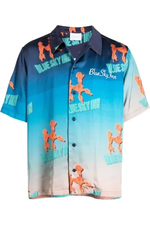 BLUE SKY INN Skjorte, Herre, Blå, S, Uld, Short Sleeve Bluser