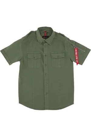 Alpha Industries Skjorte, Herre, Grøn, M, Short Sleeve Bluser