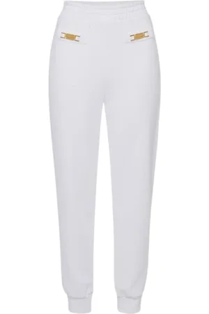 Elisabetta Franchi Bukser, Dame, Hvid, XS, Polyester, Sweatpants med elastisk talje