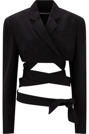 ANDREA ADAMO Jakke, Dame, Sort, S, Uld, Blazer