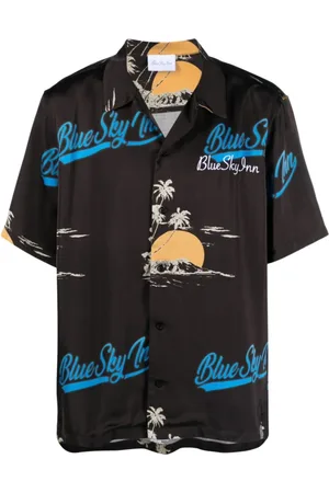 BLUE SKY INN Skjorte, Herre, Sort, S, Uld, Short Sleeve Bluser