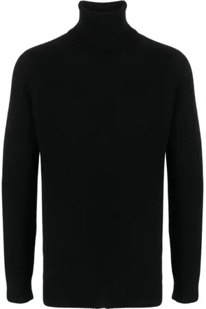 Roberto Collina Strik, Herre, Sort, 2XL, Uld, Rullekraver