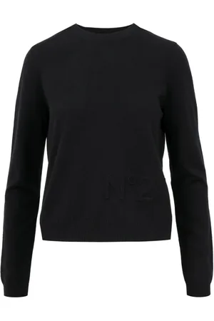 Nº21 Strik, Dame, Sort, 2XL, Uld, Sort sweater med lange ærmer