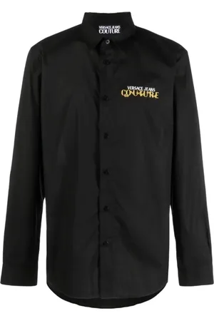 VERSACE Skjorte, Herre, Sort, XL, Sorte skjorter med klassisk krave