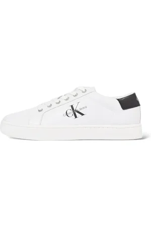 Calvin Klein Sko, Herre, Hvid, 44 EU, Læder, Hvide Læder Sneakers med Metaløjer