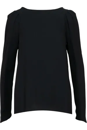 Nº21 Top, Dame, Sort, L, Uld, Sort Viskose Skjorte med Plisserede Detaljer