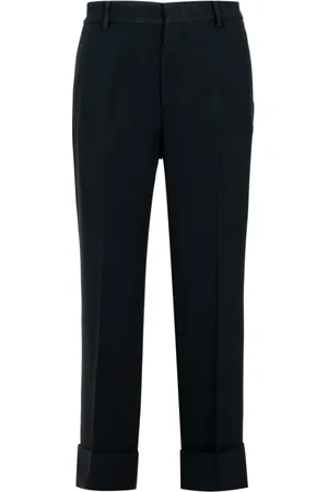 Nº21 Bukser, Dame, Sort, 2XL, Uld, Sorte Crop Bukser med Plissering