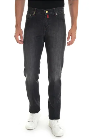 Kiton Jeans, Herre, Sort, W40, Bomuld, Vintage Slim-Fit Stone Washed Jeans