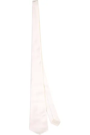 Kiton Tilbehør, Herre, Hvid, ONE SIZE, Stribet silkeslips