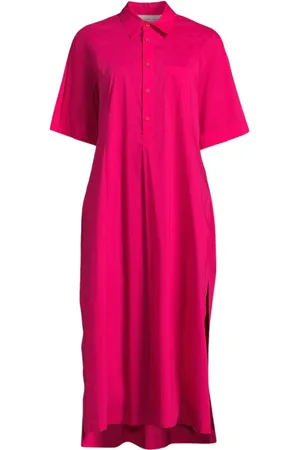 LIVIANA CONTI Kjole, Dame, Lyserød, L, Bomuld, Stretch Poplin Polo Kjole med Sideslidser
