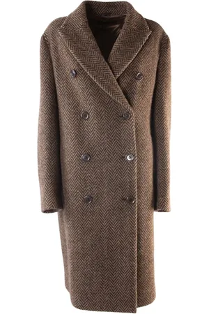 Aspesi Frakke, Dame, Brun, M, Uld, Dobbeltbrystet Brun Herringbone Frakke