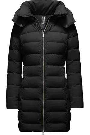 Bomboogie Frakke, Dame, Sort, XL, Nylon, Slim Stretch Nylon Dunjakke med Aftagelig Hætte