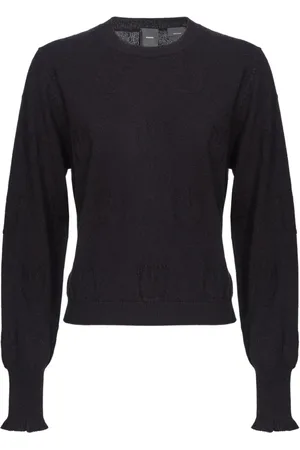 Pinko Strik, Dame, Sort, L, Cashmere, Love Birds Cashmere Sweater