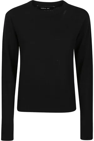 FEDERICA TOSI Strik, Dame, Sort, S, Uld, Sort Rund Hals Sweater