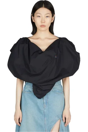 Vivienne Westwood Bluser & Skjorter, Dame, Sort, S, Bomuld, Broderet hjerte bomuldstop