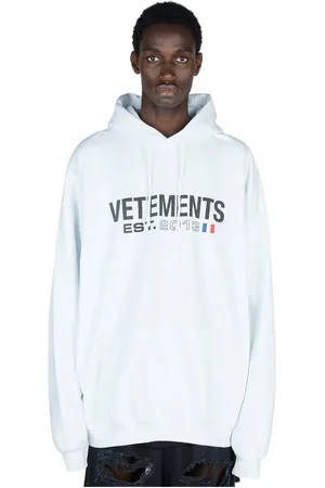 Vetements Sweathshirts & Hoodies, Herre, Hvid, L, Bomuld, Grafisk Print Hættetrøje