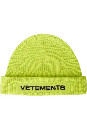 Vetements Tilbehør, Dame, Gul, S, Uld, Uldstrik Logo Beanie Hat
