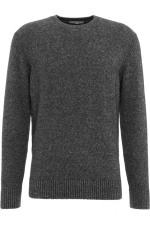 KANGRA CASHMERE Strik, Herre, Grå, XL, Uld, Sort Uldblandings Trøje til Mænd