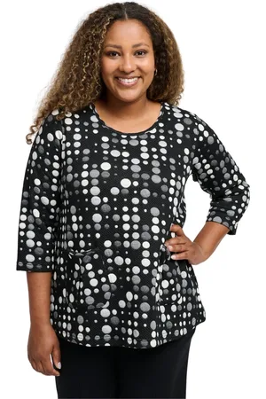 Pont Neuf Bluser & Skjorter, Dame, Sort, XL, Bomuld, PNLotte - Sort A-Shape Bluse med Lommer