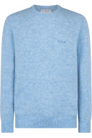 MC2 SAINT BARTH Strik, Herre, Blå, M, Heron Sweater med Blå Broderi