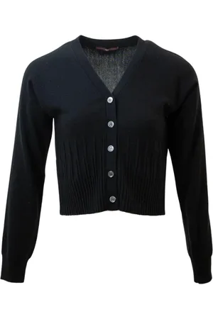 High Strik, Dame, Sort, S, Sort jakke med ribbet V-hals og knaplukning