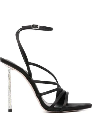 LE SILLA Sko, Dame, Sort, 36 EU, Satin, Sorte Glitrende Satinsandaler med Krystaludsmykning