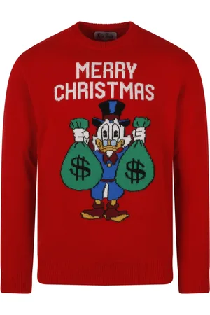 MC2 SAINT BARTH Strik, Herre, Rød, M, Uld, Christmas Scooge Sweater - Fw23 - Regular Fit