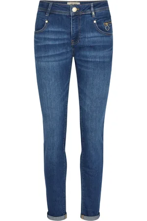 Mos Mosh Jeans, Dame, Blå, W27, Bomuld, Chic Blå Jeans med Lynlåsdetalje