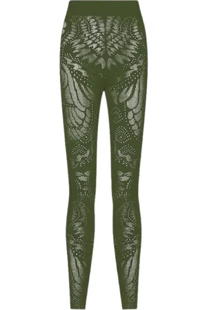 Mes Demoiselles Bukser, Dame, Grøn, S, Polyester, Fuku Khaki Blomstret Pointelle Bukser